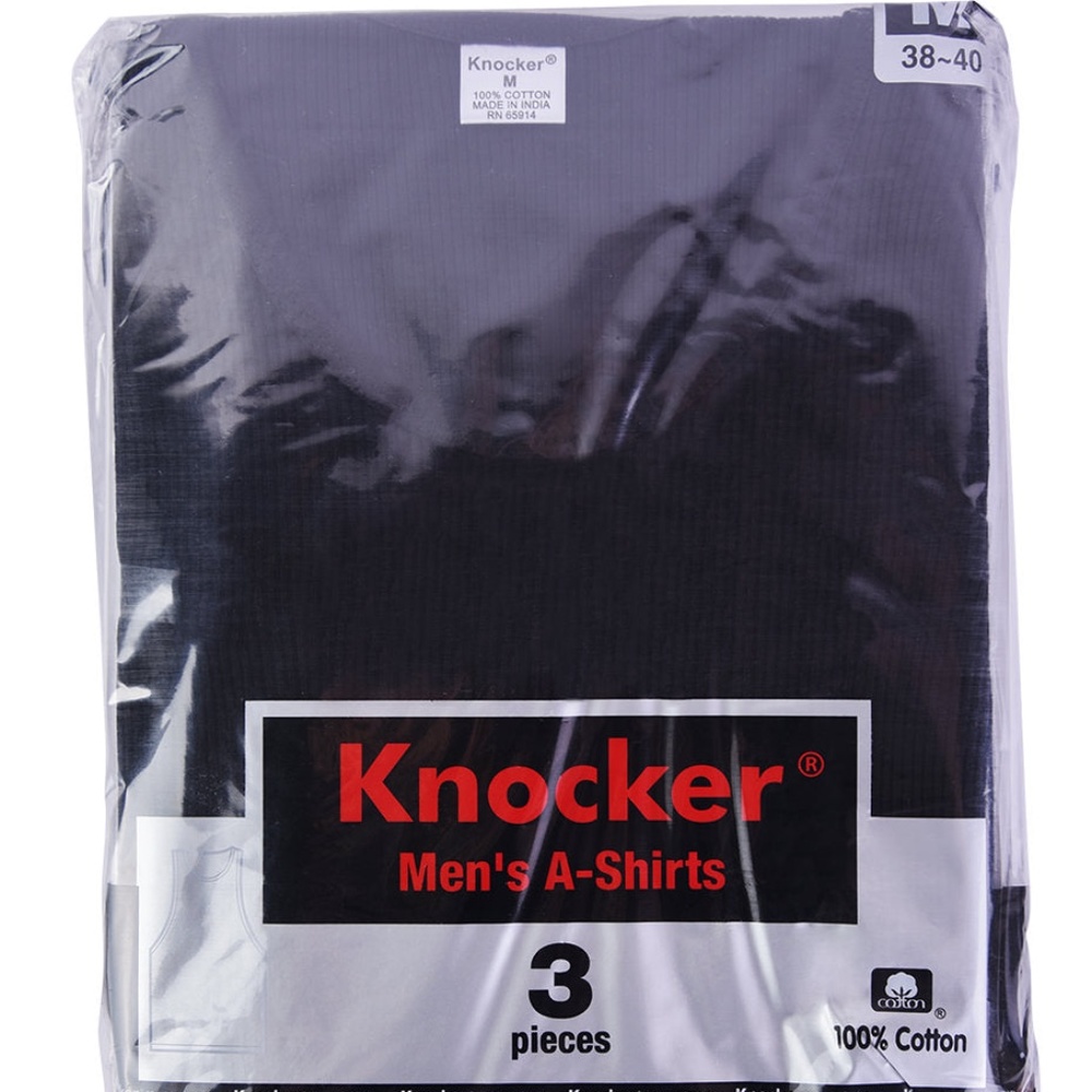 Knocker Men's Black & Grey Tank-Top A-Shirt  100% Cotton